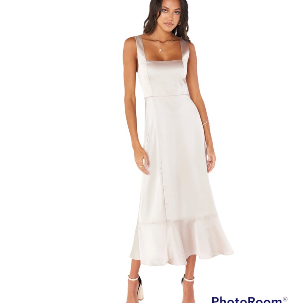 Show Me Your Mumu Claire Midi Dress Show Me The Ring Luxe Satin Small NEW NWT - Picture 2 of 6